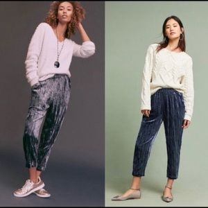 DONATED Anthropologie blue velvet jogger/pants. Side pockets. Like new. 5⭐️